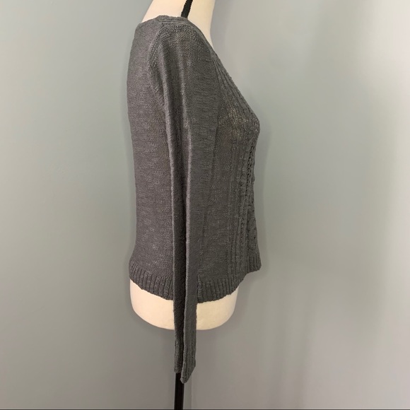 KENSIE | Gray Open Weave Sweater - Picture 3 of 9